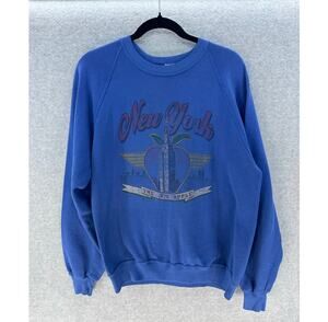 Vintage New York The Big Apple Blue Sweatshirt Unisex XL Lounge Comfort